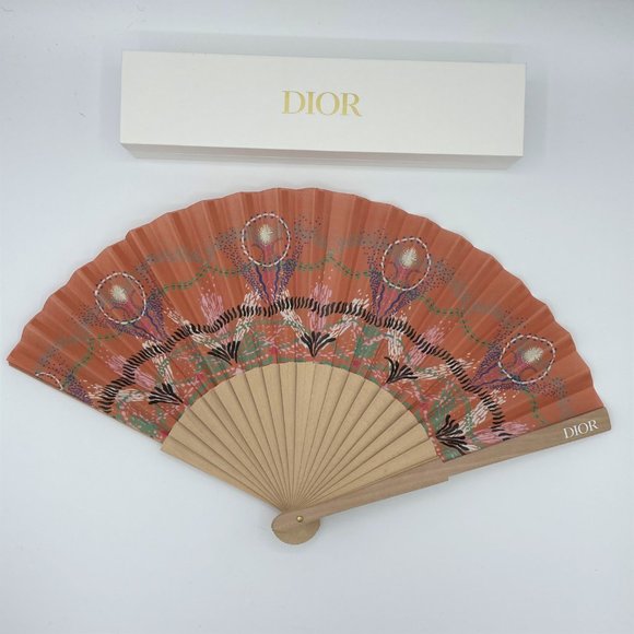 DIOR Pink Printed Woven Fan  GIFT - Picture 1 of 4